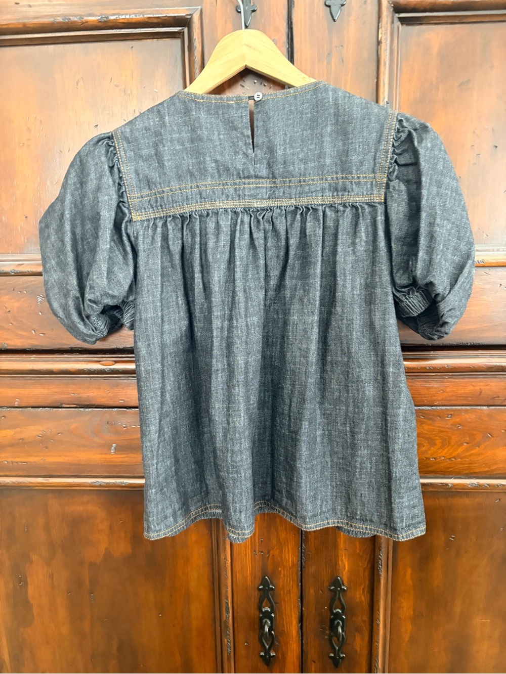 Sundays Balloon Sleeve Chambray Top in Dark Grey Size 1/small #1214 - Picture 4 of 4